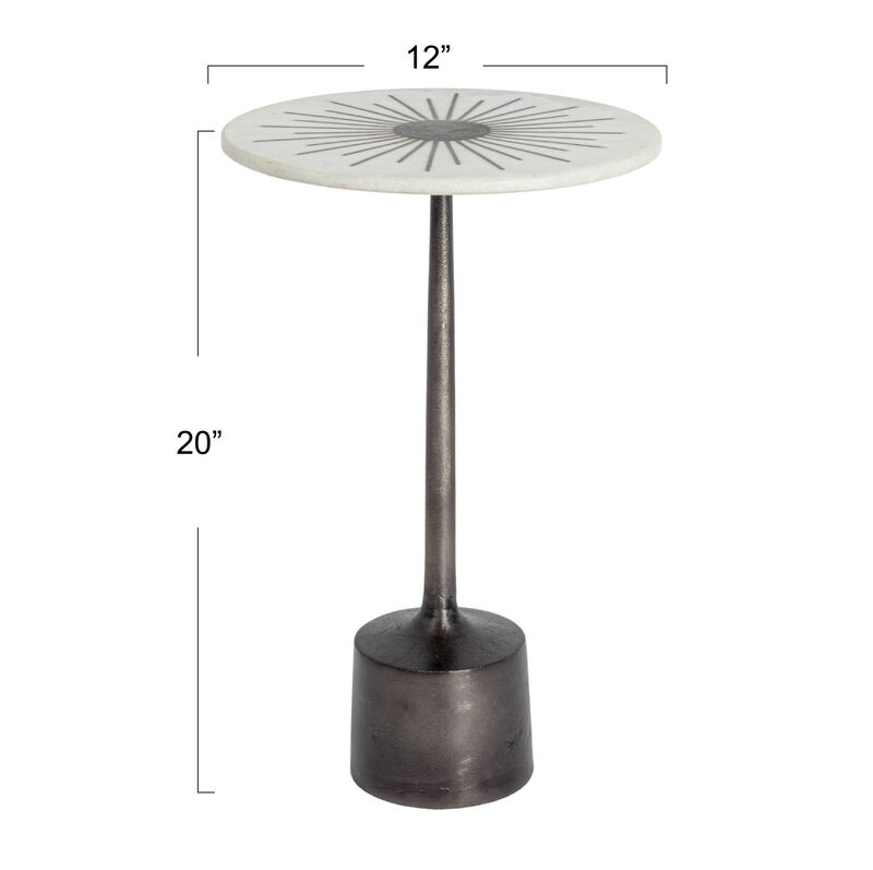 Luxe Aluminum and Marble Martini Table, Black image number 2