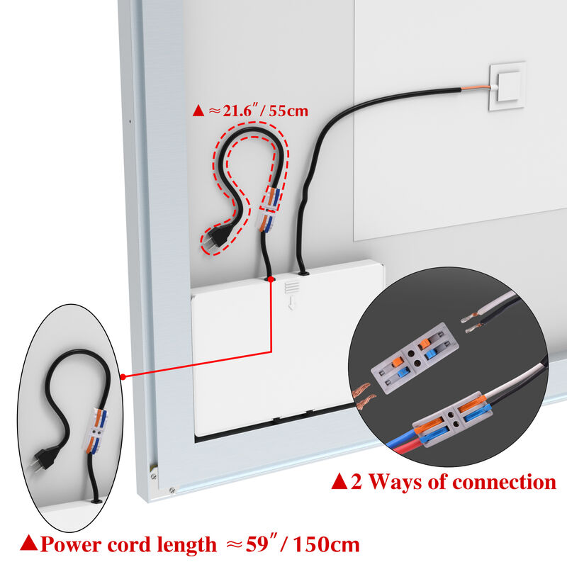 ELEMENT ACE 32x40 Inch Wall Mounted LED Bathroom Vanity Mirror with Adjustable Lighting Anti-Fog Touch Control Memory Function Smart Large Bathroom Mirror image number 2