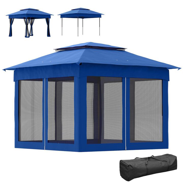 Hivvago 11' x 11' Pop Up Canopy Gazebo with Zipper Netting and Carry Bag