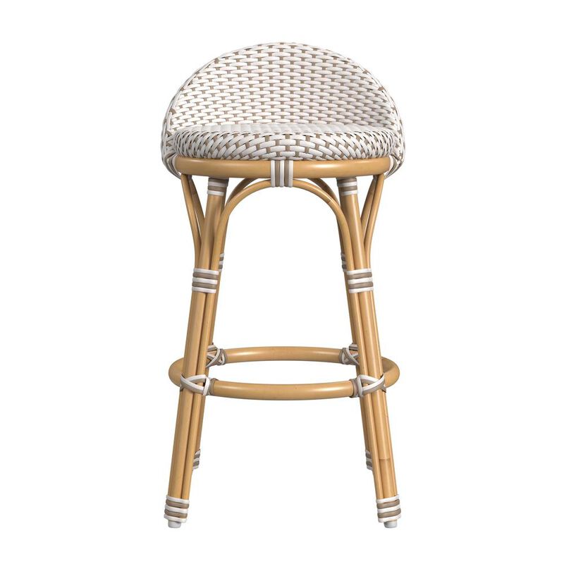 Butler Specialty Tobias 24 in. Seat Height Outdoor Rattan and Metal Low Back Counter Stool