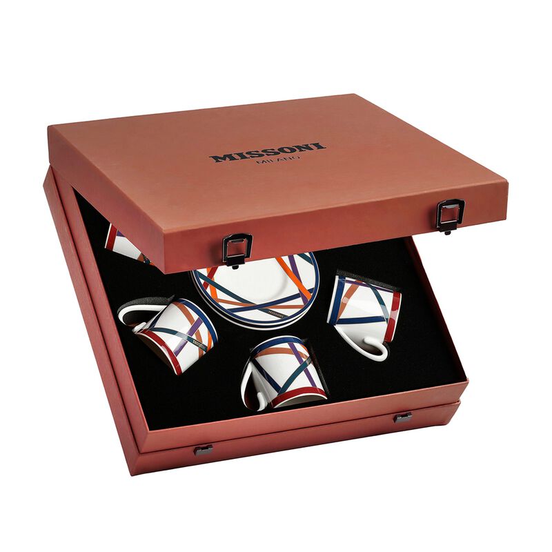Coffee Cup & Saucer NASTRI MULTICOLOR Set of 6, cup diam. 2.36", H 2.4", saucer diam. 4.72" image number 0