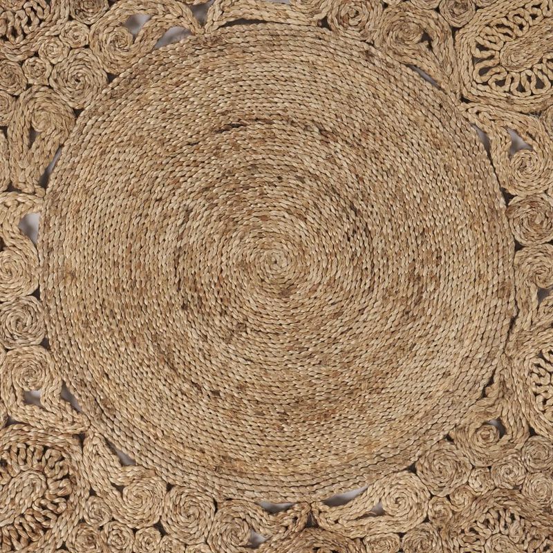 HomeRoots Jute Abstract Geometric Hand Braided Area Rug image number 3