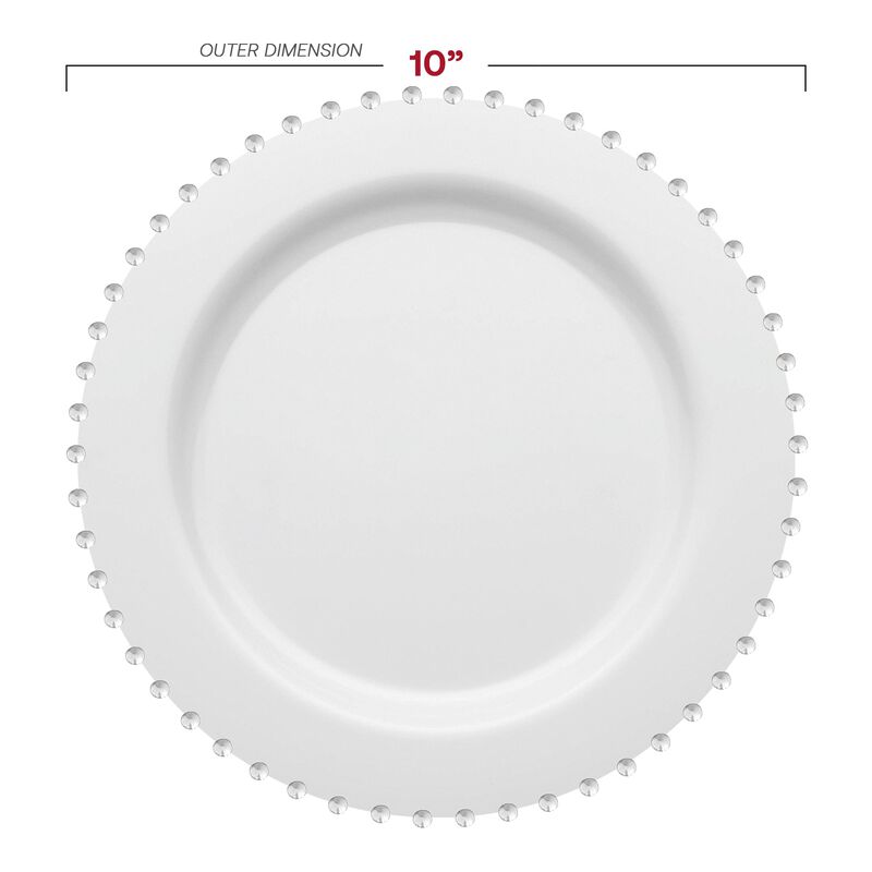 White with Silver Pearl String Round Plastic Dinnerware Value Set (60 Sets) image number 2