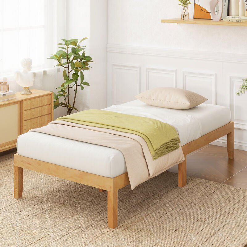 Platform Bed Frame with Wooden Slats Support for Sturdy Mattress Foundation and Modern Bedroom Style
