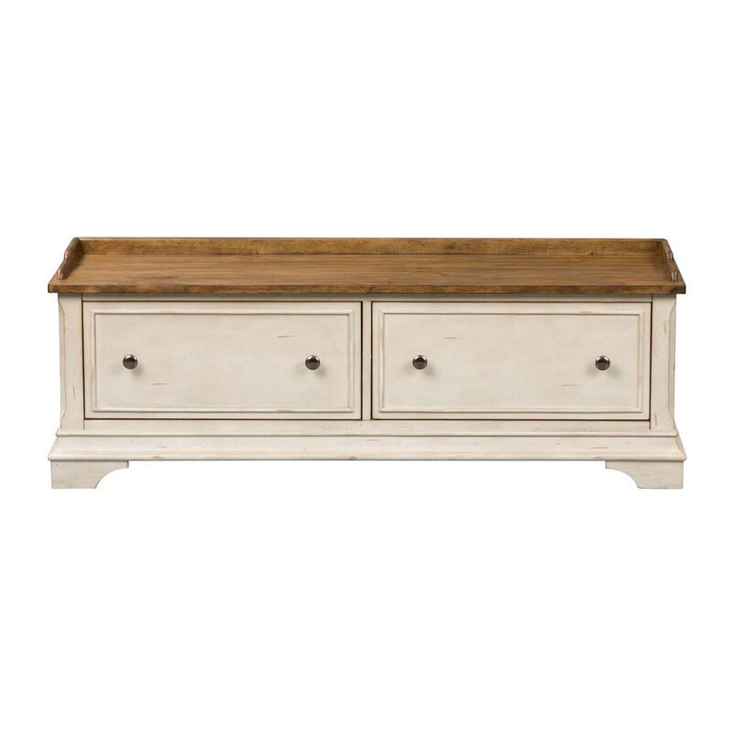 Liberty Furniture Morgan Creek Storage Hall Bench in Antique White w/ Wirebrushed Tobacco Accents image number 0