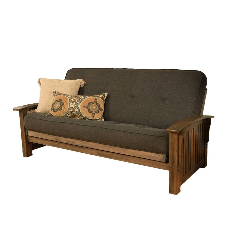 Washington Frame-Rustic Walnut Finish-Linen Charcoal Mattress