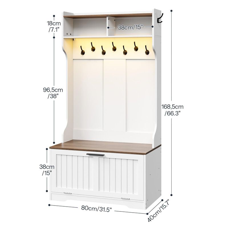 Entryway Hall Tree with Bench and Coat Rack Storage Organizer image number 2