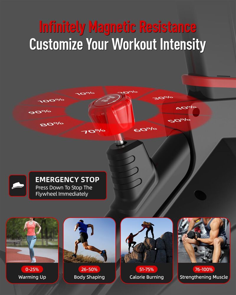 HARISON Magnetic Exercise Bike for Home 380 LB Capacity with Bluetooth, Stationary Bike with iPad Holder (HR-X12 Black) image number 6