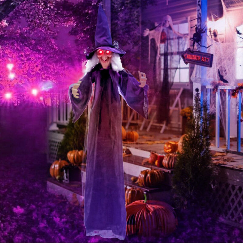 6ft Halloween Decoration Spooky Sound-Activated Hanging Witch with Voice and Motion Sensor image number 3