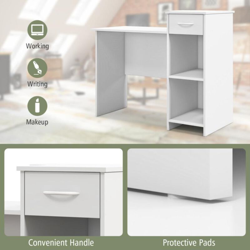 Hivvago Computer Desk Modern Laptop PC Desk with Adjustable Shelf and Cable Hole