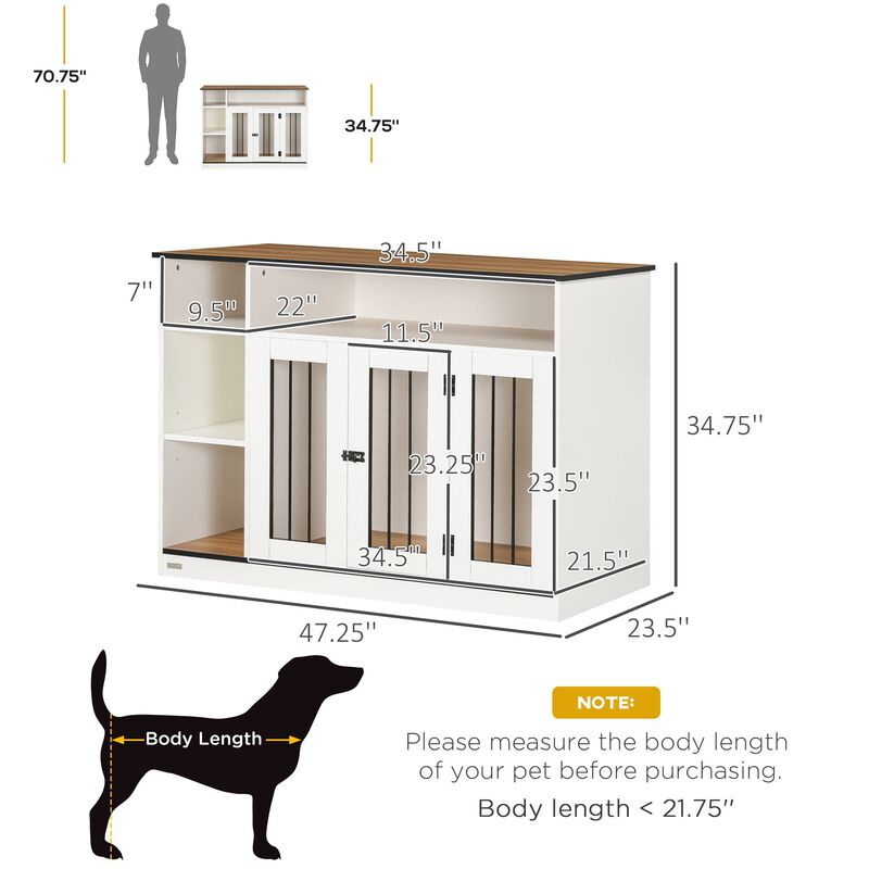 White Dog Haven: Crate End Table with Storage & Lockable Door