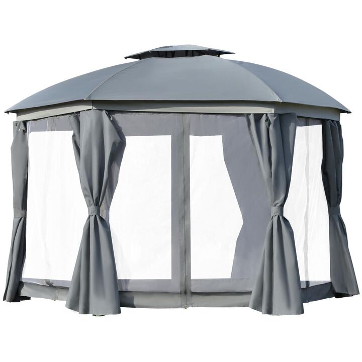 Hivvago 12' x 12' Mesh-Sided Gazebo with Double Roof