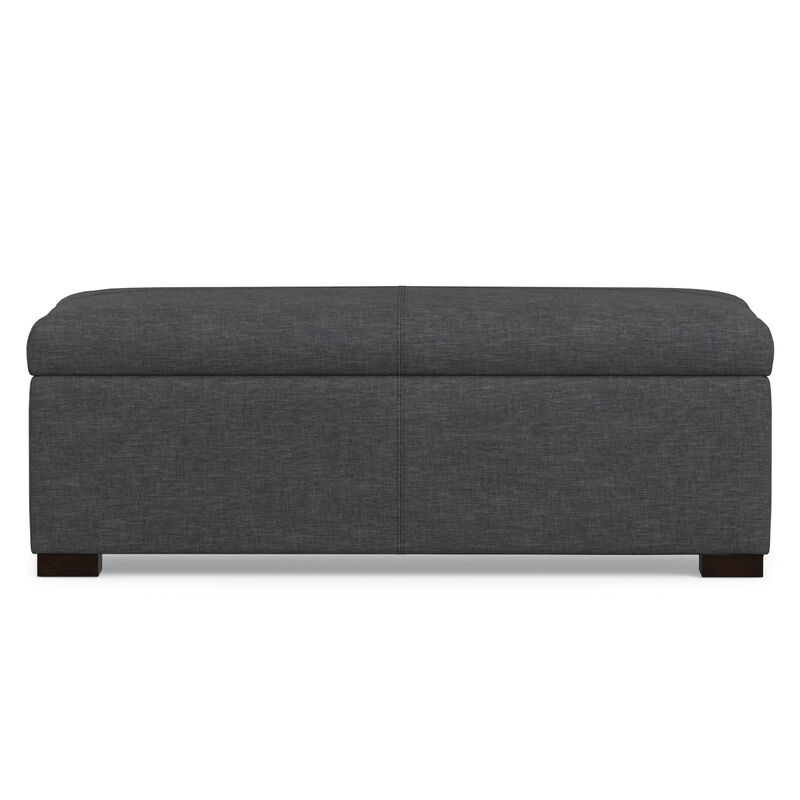 Gabbie 48 inch Wide Contemporary Rectangle Rectangular Storage Ottoman in Slate Grey Polyester Linen, Assembled image number 6