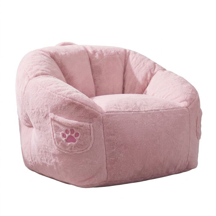 Vipbear Bean Bag Chair for Adults,Faux Fur Memory Foam Bean Bag Couch Sofa High Back, Reading Chair