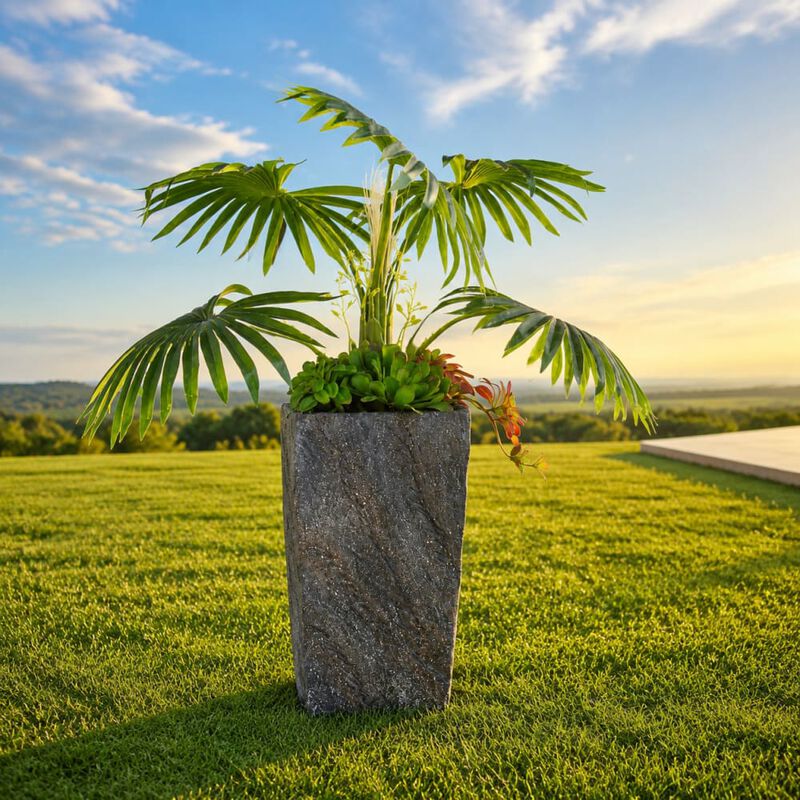 WOW PIONEER Large 9.4x9.4x18.1 Inch Cement Planter for Indoor Outdoor Use, Sturdy Functional Decor with Sophisticated Silhouette image number 3
