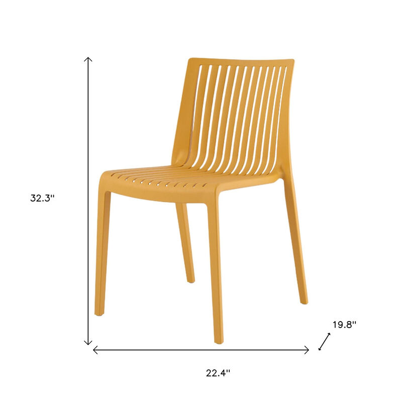 HomeRoots Set of Two Gold Heavy Duty Plastic Outdoor Stacking Accent Chairs image number 4