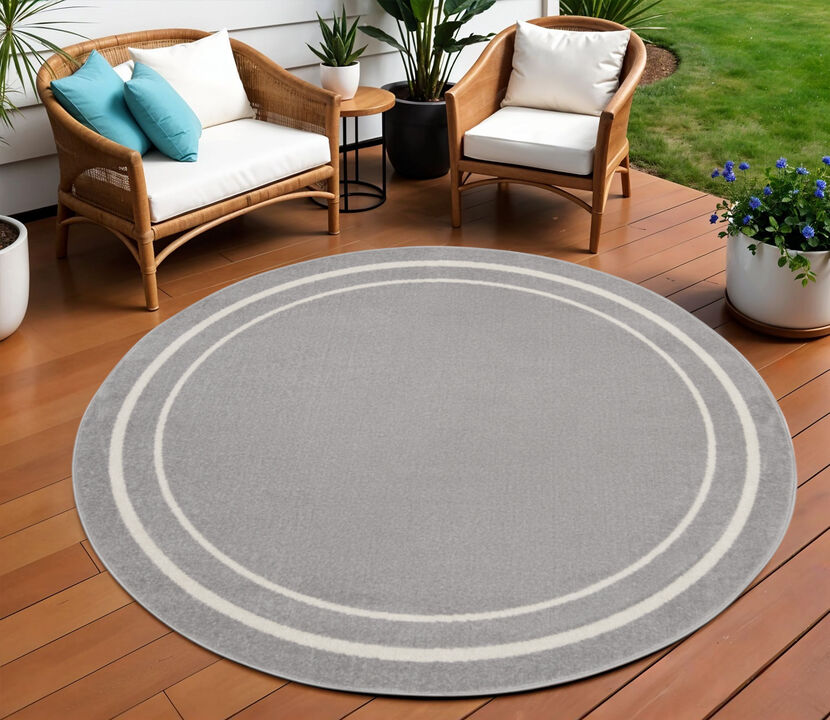 HomeRoots Round Indoor Outdoor Area Rug