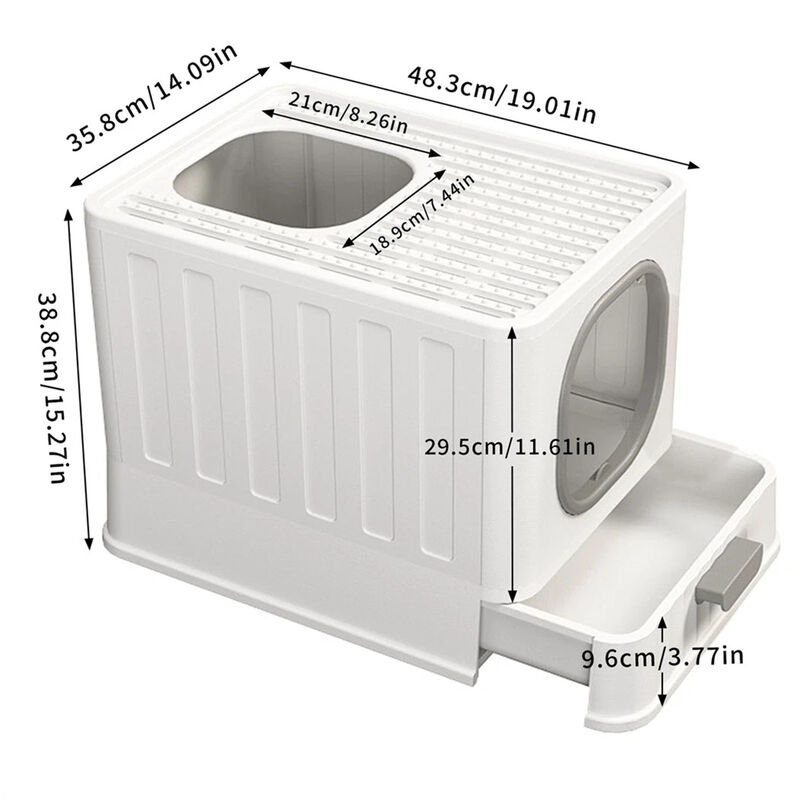 Anti-Splashing Enclosed Plastic Cat Litter Box image number 8