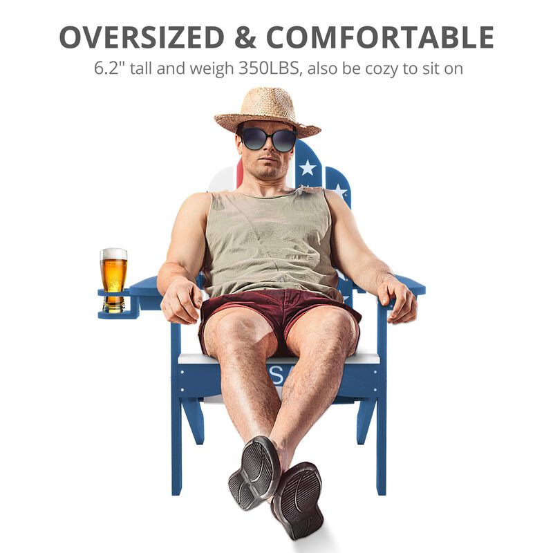 LUE BONA Adirondack Chair Weather Resistant, Outdoor Patio Chair, Adirondack Chairs with Cup Holder, 300lbs Modern Adirondack Ch