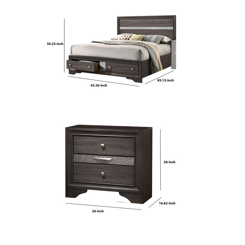 Bedroom Set, Wood, 3 Piece Set with 2 Nightstands image number 7