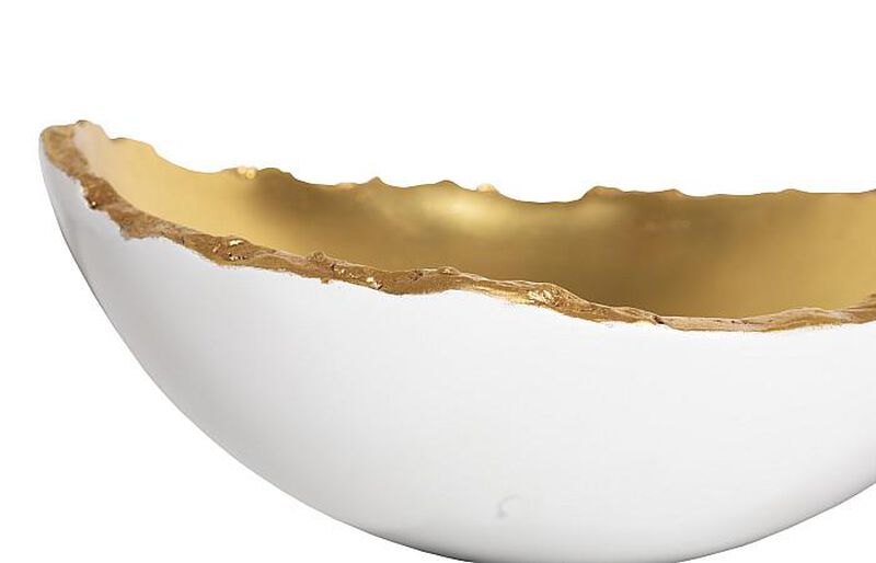 Broken Egg White and Gold Leaf Bowl