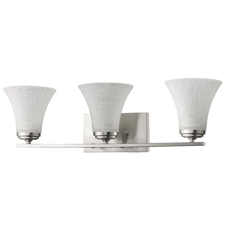 Hivvago Three Light Silver Wall Light with Tapered Glass Shade