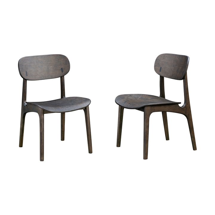 Seln 20 Inch Dining Chair Set of 2, Curved Seat, Splayed Legs, Gray - Benzara