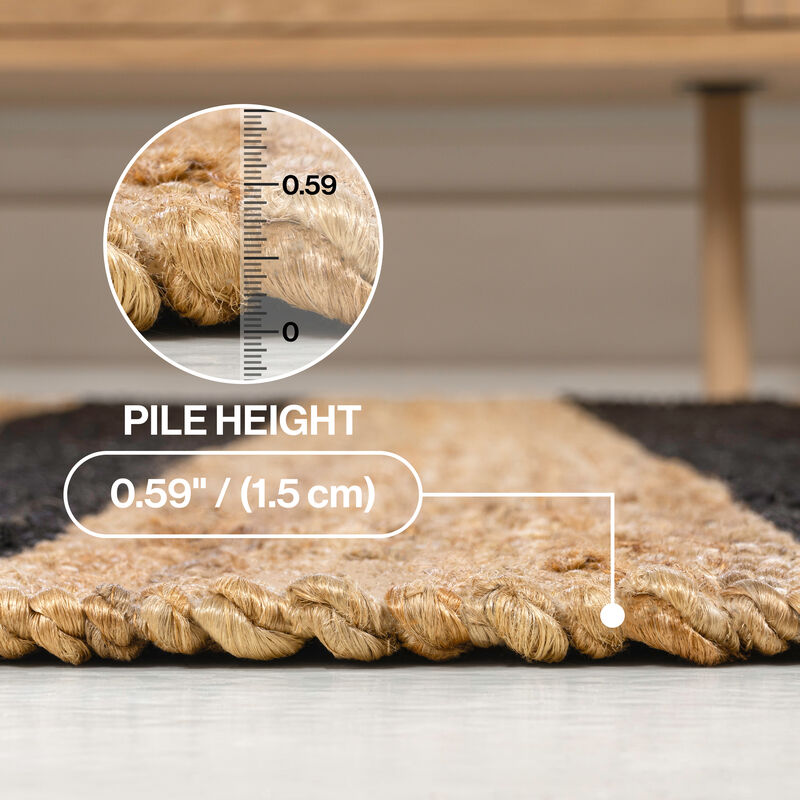 Jayden Rustic Farmhouse Woven Jute Stripe Area Rug