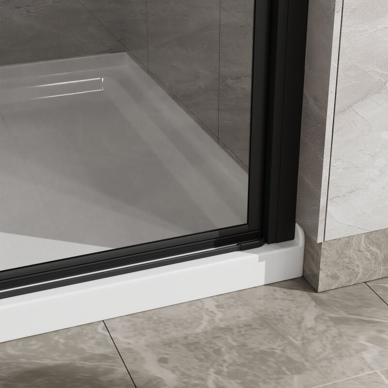 Silver & White Bathroom Shower Combo, 90&deg; Pivot Door and Non-Slip Base with PVC Support