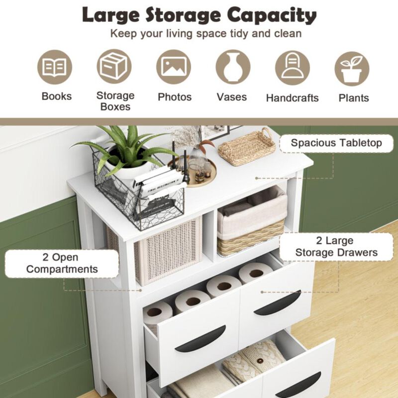 Hivvago Floor Cabinet with 2 Open Compartments and 2 Drawers