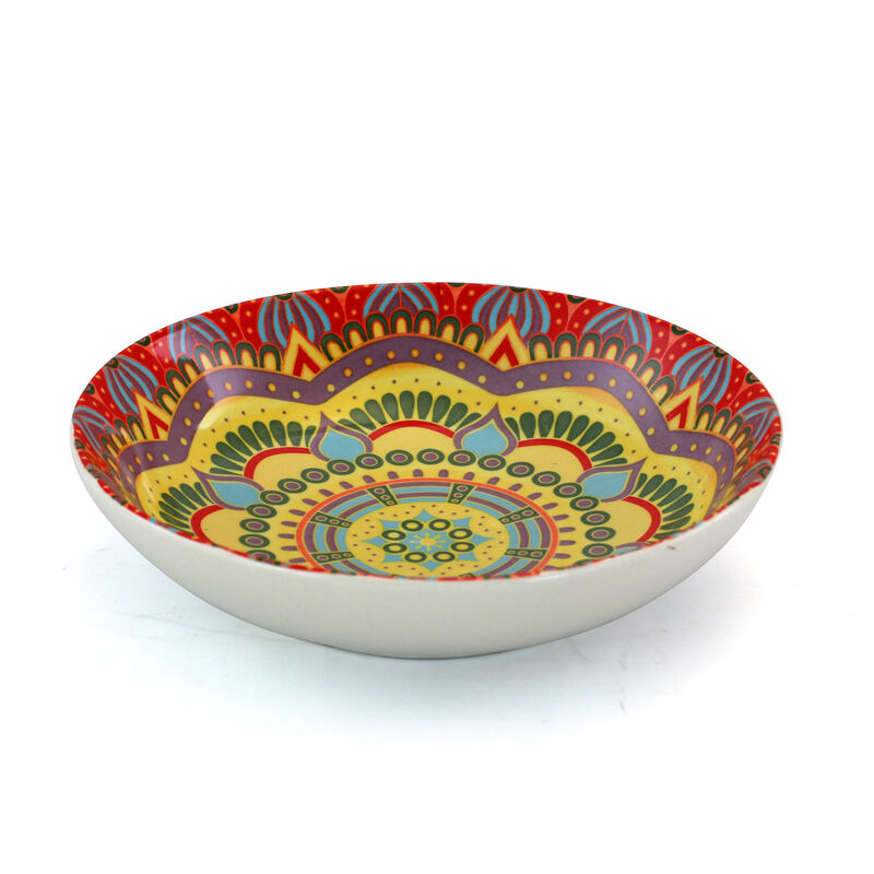 Elama Zen Red Mozaik 16 Piece Luxurious Stoneware Dinnerware with Complete Setting for 4, 16pc