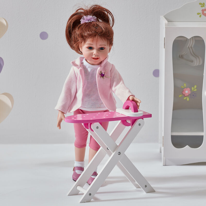 Olivia's Little World Little Princess Dolls Ironing Board and Iron for 18" Dolls, Pink/White image number 3