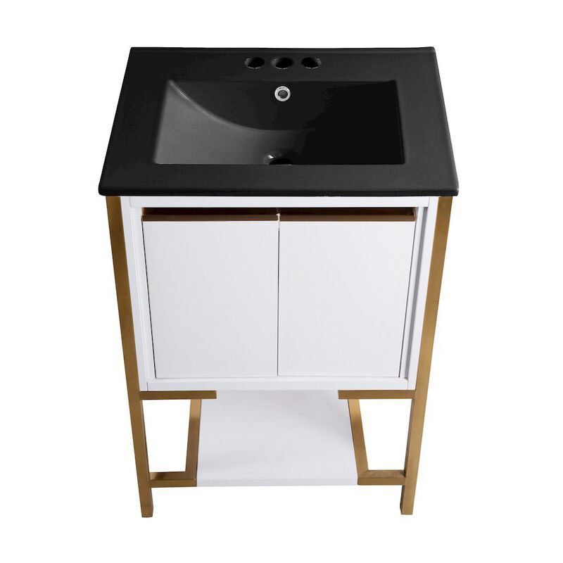 Marseille 24 in. White Bathroom Vanity with 3-Hole Ceramic Sink Top image number 7