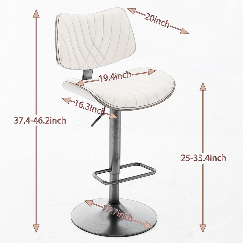 Mid-Century Adjustable Swivel Bar Stools, Set of 2 image number 8