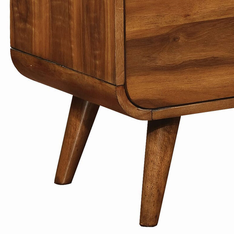 Wooden Nightstand with 2 Drawers, Dark Walnut Brown - Benzara