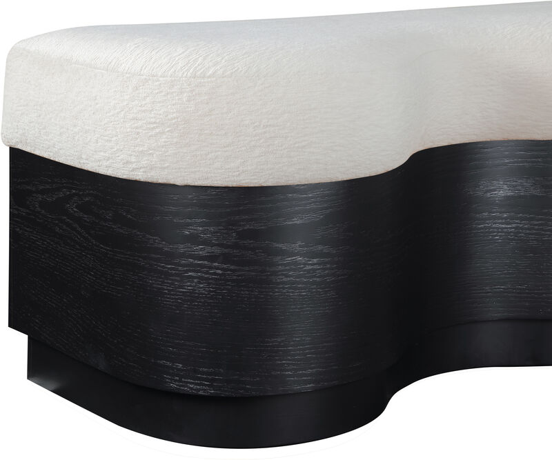 Meridian Furniture Savoy Cream Velour Fur Fabric Bench