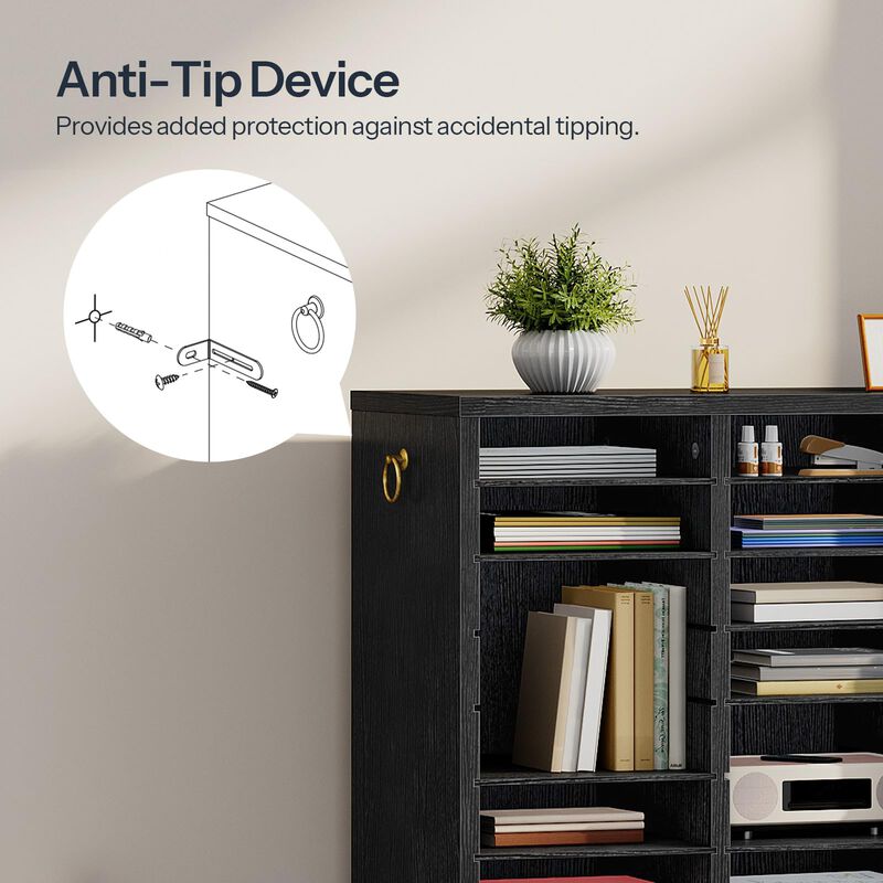 Document Sorting Shelf with 48 Compartments for Documents, Files and Paper-Black image number 6
