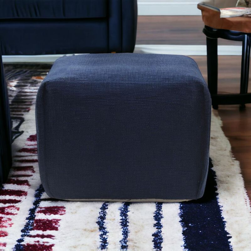 Hivvago 18 Inch Blue Cotton Patchwork Pouf Ottoman