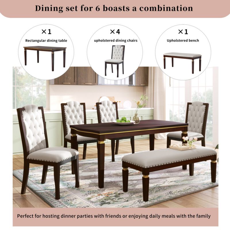 Swebax Classic Modern 6‑Piece Dining Table Set image number 2
