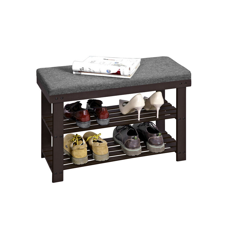 2-Tier Bamboo Shoe Bench with Stable Design for Entryway or Living Room