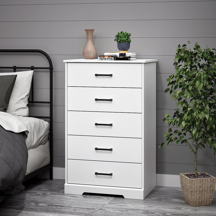 Prepac Rustic Ridge White 5 Drawer 18.5D x 27.5W x 43.5H Dresser