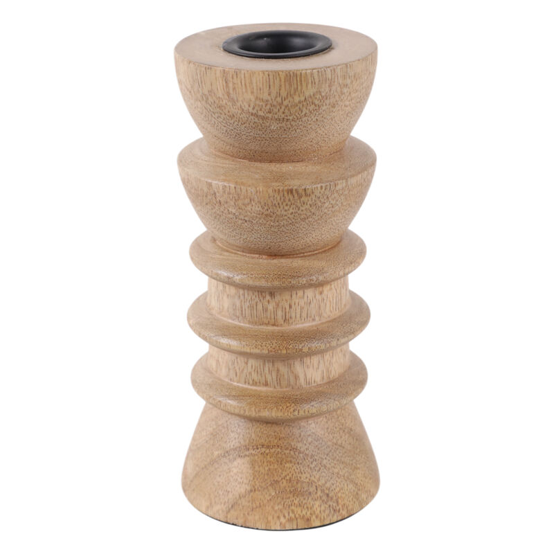 6x3" Wood Totem Taper Holder, Natural image number 2