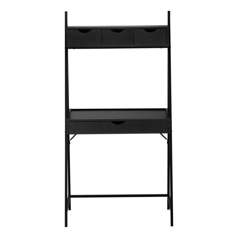 Computer Desk, Home Office, Laptop, Leaning, Storage Drawers, 32L, Work, Black