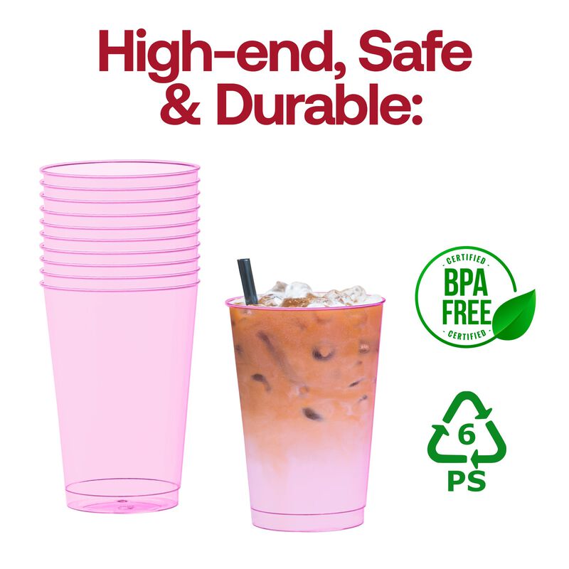 12 oz. Clear Pink Plastic Party Cups (240 Cups) image number 6