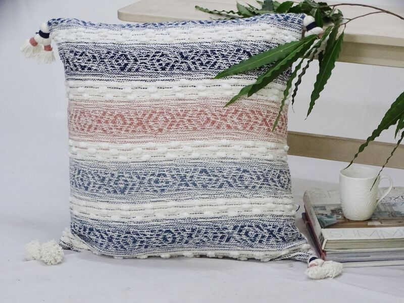 22" X 22" Throw Pillow for sofa with Tassels-Textured
