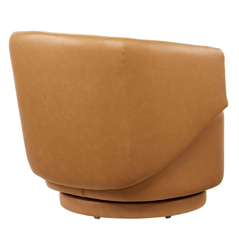 Celestia Vegan Leather Fabric and Wood Swivel Chair Brown EEI-6358-TAN image number 4