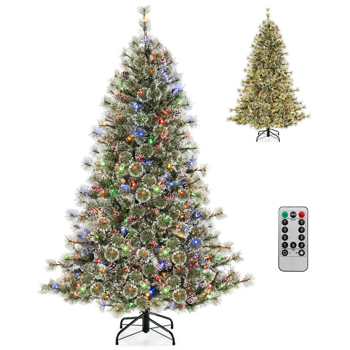 Artificial Christmas Tree Pre-Lit Hinged Holiday Tree with 360° Quick Power Connector