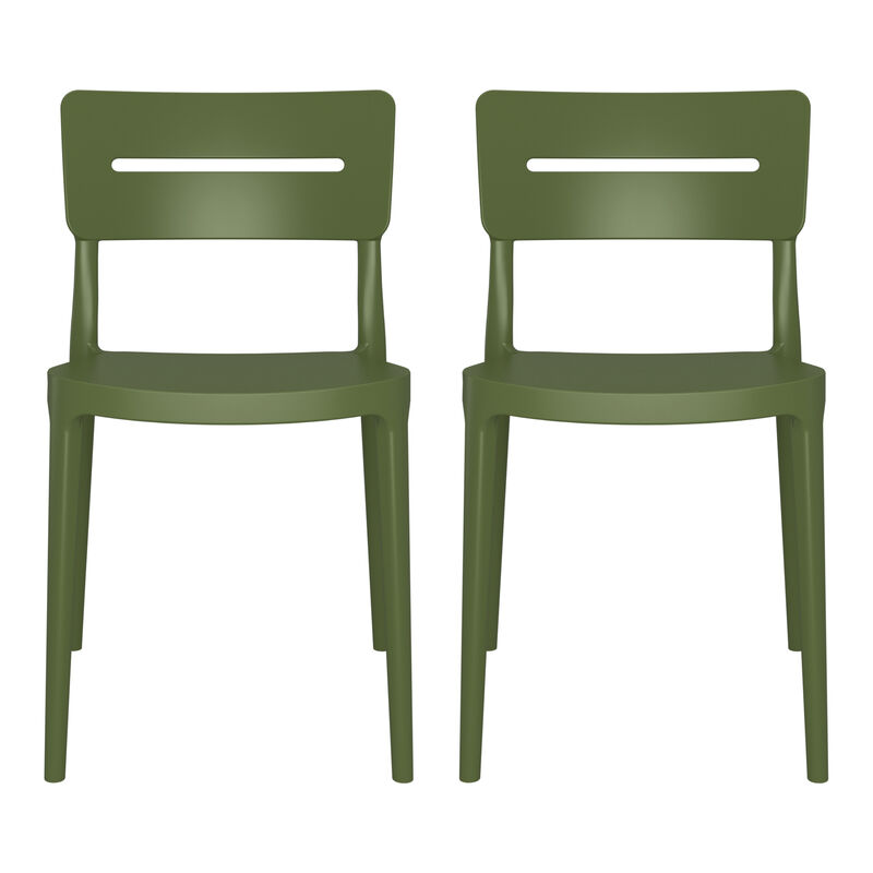 WestinTrends Outdoor Modern Stackable Plastic Patio Dining Chairs (Set of 2) image number 0