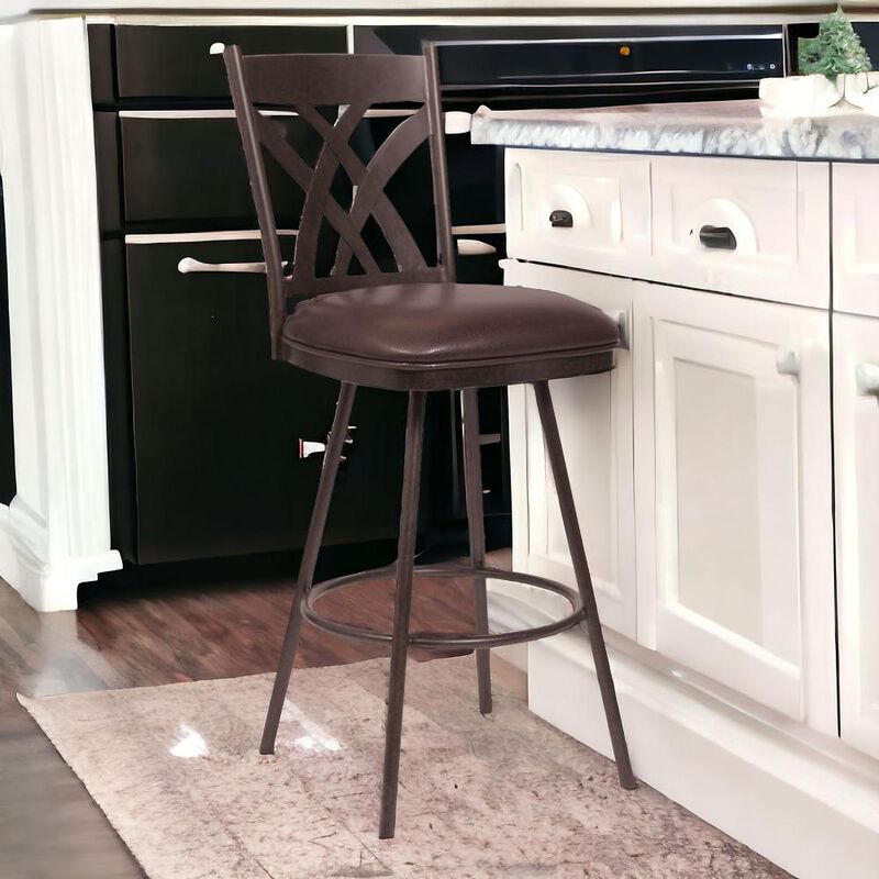 Hivvago 26 Inch Brown Iron Counter Height Bar Chair