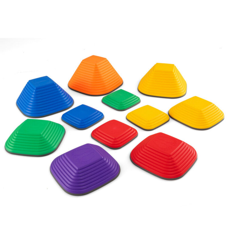 Kids Stepping Stones 11 Piece Square Stackable Indoor Outdoor Balance Blocks Multicolor image number 0